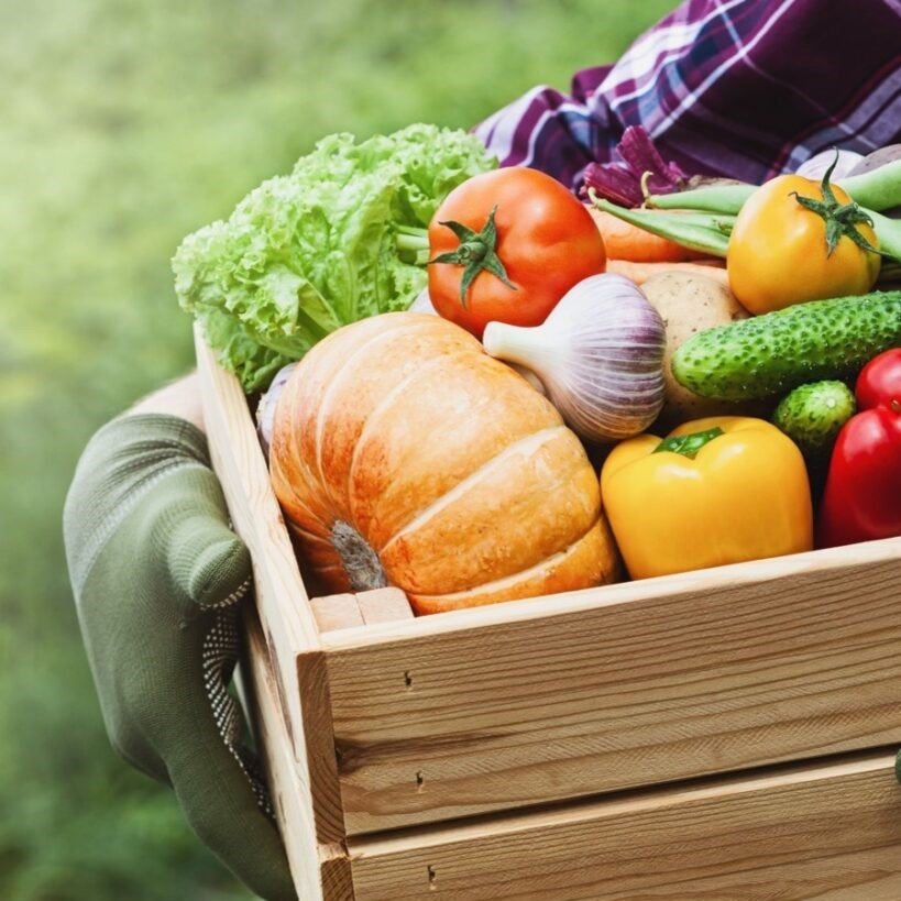 Box of fresh produce.